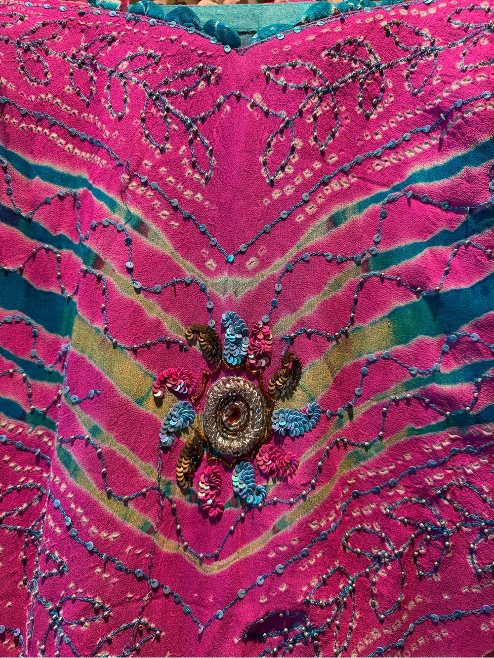 Gorgeous Silk Desi Beaded Sequin Colorful Embellished Dress Size S - Picture 6 of 11